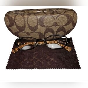 Coach HC 5054 (Faina) Satin Brown Dark Tortoise Gold Sig C Eyelasses Frames